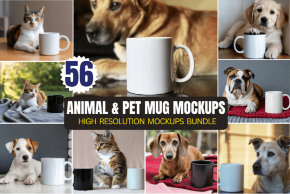 Animal Pet Mug Mockups Bundle: A Professional Solution for Showcasing Your Designs