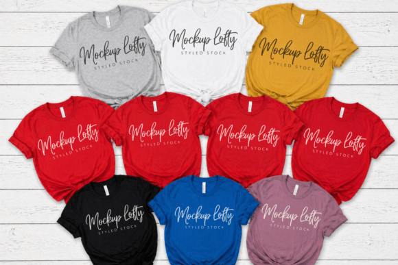 BC3001 Group Flat Lay T-shirt Mockup: A Strategic Tool for Professional Design Presentations