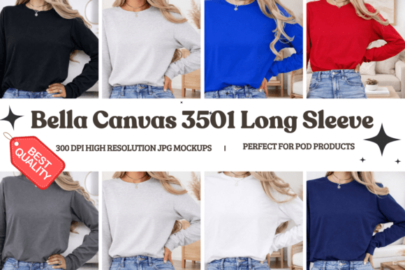 Bella Canvas 3501 Long Sleeve Mockup Bundle: A Designer’s Essential Tool for Showcasing Apparel
