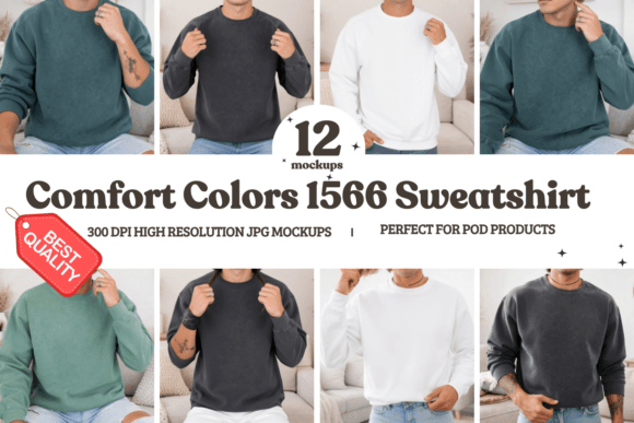 Comfort Colors 1566 Sweatshirt Mockups: Bring Your Designs to Life with Realistic Style