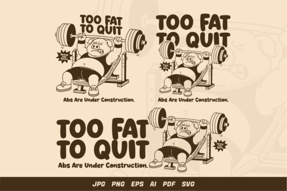Funny Pig Gym Humor Illustration