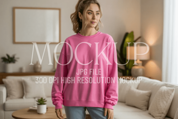 Gildan 18000 Azalea Sweatshirt Mockup: Elevate Your Design Presentations with a Clean, Modern Look