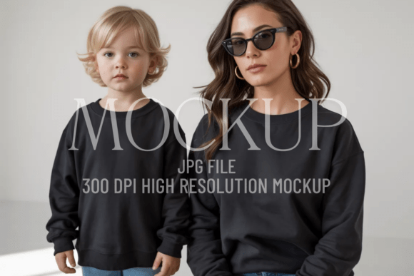 Gildan 18000 Black Sweatshirt Mockup