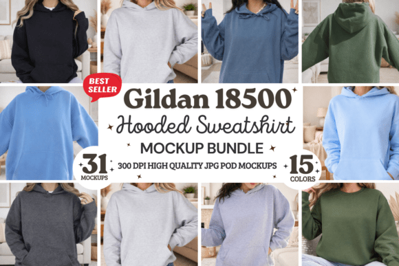 Gildan 18500 Hooded Sweatshirt Mockups: Bring Your Designs to Life with Realistic Style