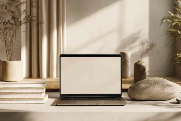 MacBook Mockup in the Living Room