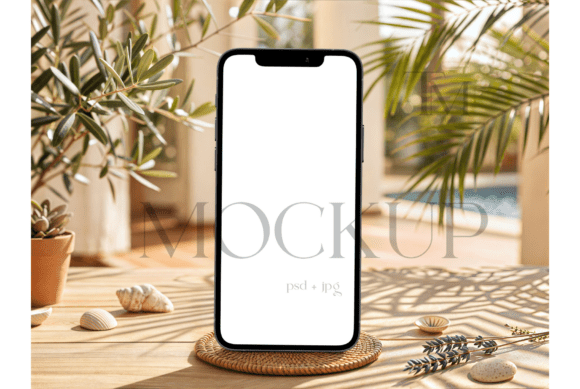 Summer Phone Screen Mockup for Digital Presentations