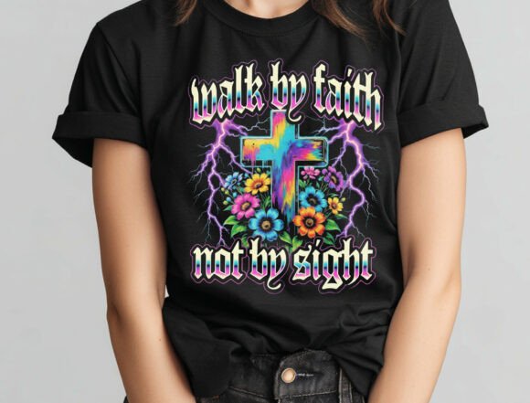 Walk by Faith PNG with Bible Verse Floral Design: A Versatile Tool for Christian Art and Merchandise